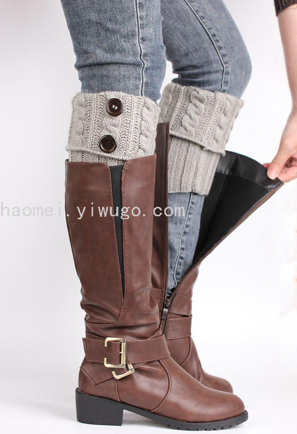 Foot Sock Button Knitted Wool Foot Sock Short Button Twist Leg Warmer Warm Kneecap Women's Foot Warmer