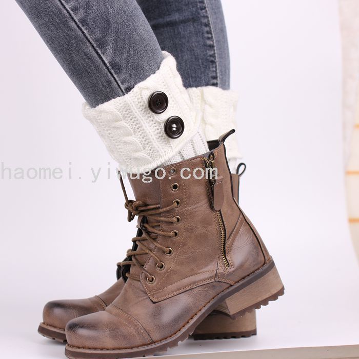 Foot Sock Button Knitted Wool Foot Sock Short Button Twist Leg Warmer Warm Kneecap Women's Foot Warmer