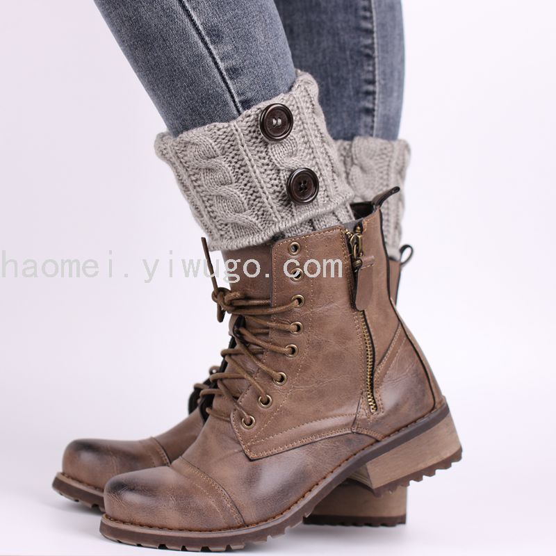 Foot Sock Button Knitted Wool Foot Sock Short Button Twist Leg Warmer Warm Kneecap Women's Foot Warmer