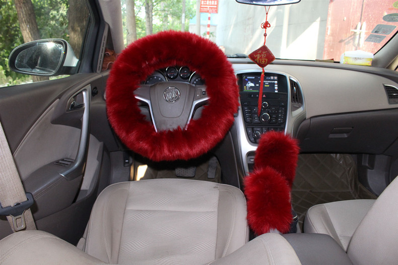 Factory Direct Supply Winter Imitation Fur Steering Wheel Three-Piece Set Shift Knob Cover Car Warm Long Wool Handle Cover Factory Direct Supply Winter Imitation Fur Steering Wheel Three-Piece Set Shift Knob Cover Car Warm Long Wool Handle Cover