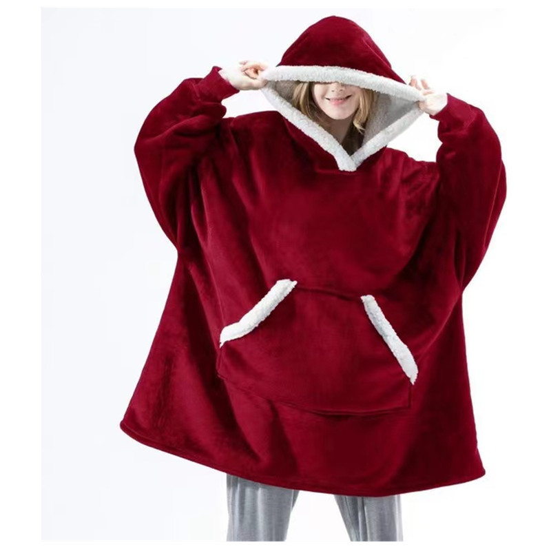 21 New Lazy Pajamas Pullover TV Blanket Outdoor Cold-Proof Clothes Hooded Fleece Thermal Clothes Home Couple Nightgown