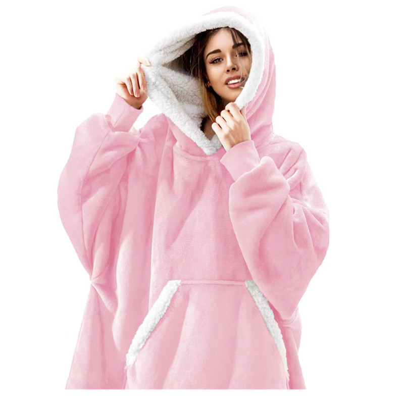 21 New Lazy Pajamas Pullover TV Blanket Outdoor Cold-Proof Clothes Hooded Fleece Thermal Clothes Home Couple Nightgown