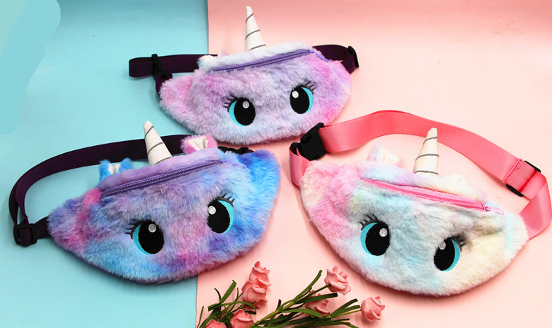 Cross-Border Unicorn Waist Bag Cartoon Plush Shoulder Bag Big Eyes Waist Bag Kindergarten Kid's Messenger Bag Cross-Border Unicorn Waist Bag Cartoon Plush Shoulder Bag Big Eyes Waist Bag Kindergarten Kid's Messenger Bag