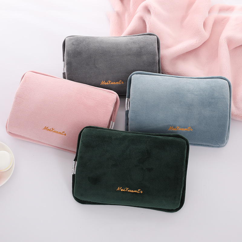 Factory Direct Sales Hot Water Bag Belly Hot Waist Bag Treasure Face Student Light Luxury Solid Color Suede Plush Hot Water Injection Bag