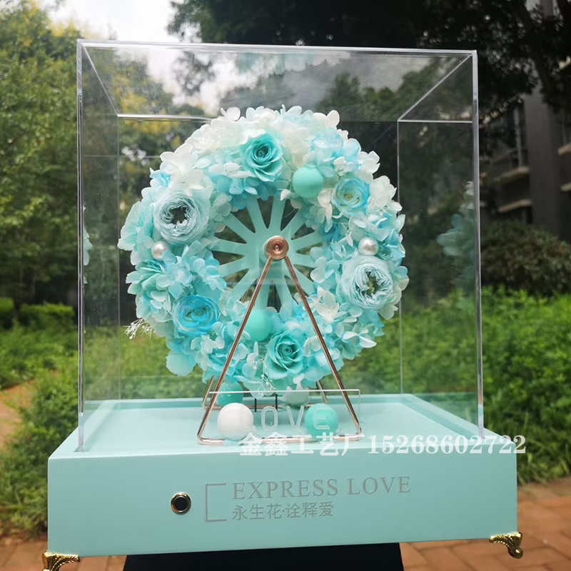 Happiness Ferris Wheel Immortal Flower Glass Cover Creative Ornament Roses For Girlfriends Valentine's Day Home Decorati Happiness Ferris Wheel Immortal Flower Glass Cover Creative Ornament Roses For Girlfriends Valentine's Day Home Decorati
