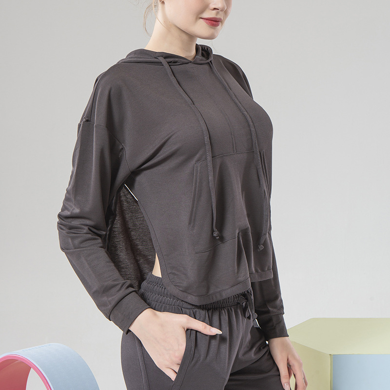 New Backless Sexy Hooded Sports Jacket for Women Breathable and Loose Outdoor Running Smock Fitness Yoga Wear Long Sleeve