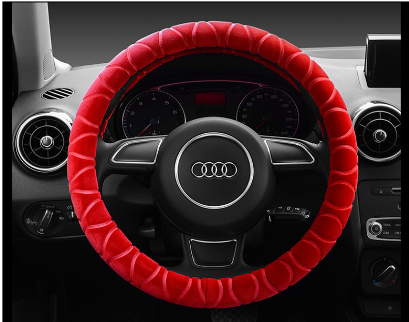 Rongsheng Car Supplies Winter Warm Flocking Steering Wheel Cover Winter General Short Plush Car Plush Steering Wheel Cover