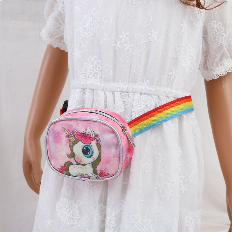 New Children's Cute Unicorn Waist Bag Cartoon Anime Crossbody Bag Little Girl Change Chest Bag