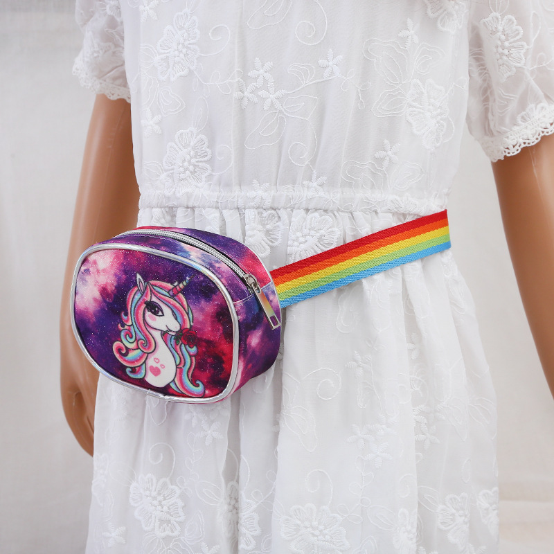 New Children's Cute Unicorn Waist Bag Cartoon Anime Crossbody Bag Little Girl Change Chest Bag