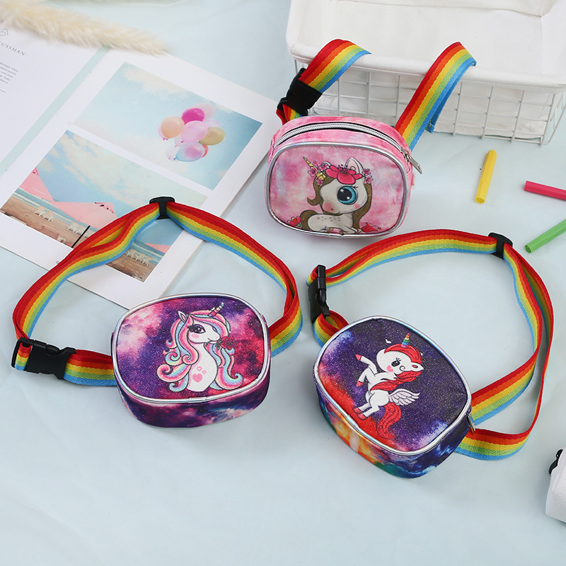 New Children's Cute Unicorn Waist Bag Cartoon Anime Crossbody Bag Little Girl Change Chest Bag