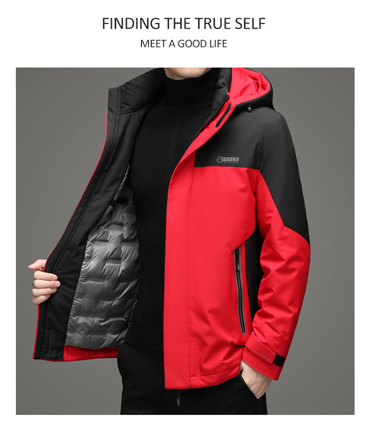 Contrast Color Hooded down Jacket Men's Short Winter Korean Style Trendy plus Size Outdoor Casual Cold-Proof Warm Jacket