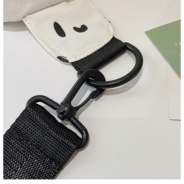 Canvas Bag Women's Japanese Canvas Women's Messenger Bag New Little Bear Canvas Waist Bag Women's Fashionable Ins Sports Style Chest Bag
