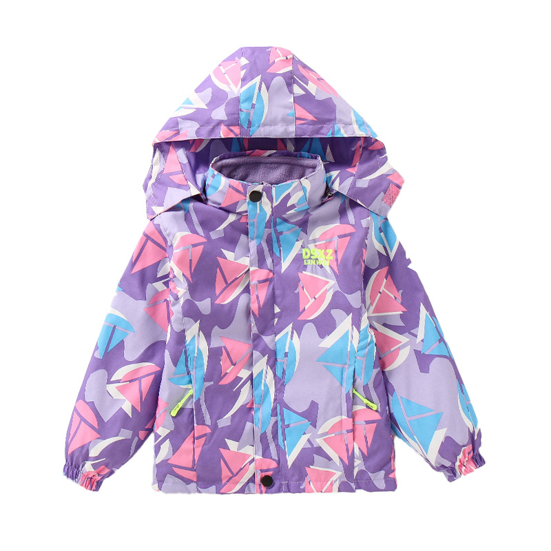 Girls&#039; Coat Autumn and Winter Clothing 2021 Middle and Big Children Fashionable Stylish Outdoor Windproof Clothing Children&#039;s Three-in-One Shell Jacket Tide