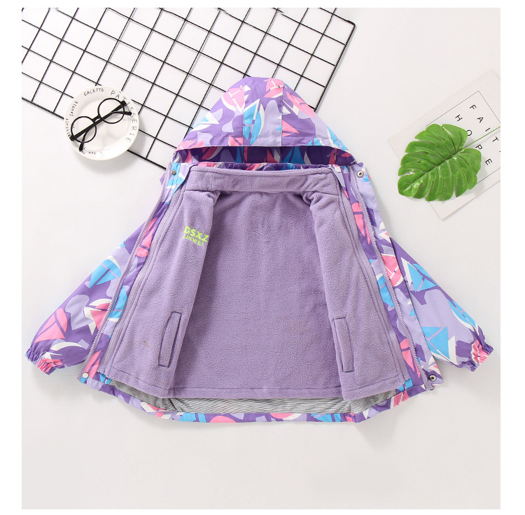 Girls' Coat Autumn and Winter Clothing 2021 Middle and Big Children Fashionable Stylish Outdoor Windproof Clothing Children's Three-in-One Shell Jacket Tide