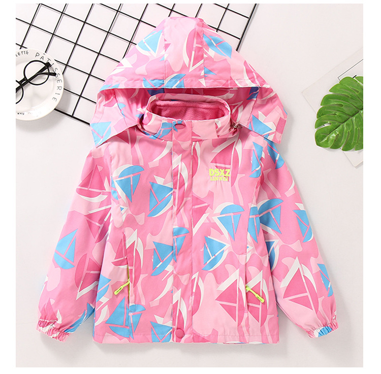 Girls' Coat Autumn and Winter Clothing 2021 Middle and Big Children Fashionable Stylish Outdoor Windproof Clothing Children's Three-in-One Shell Jacket Tide