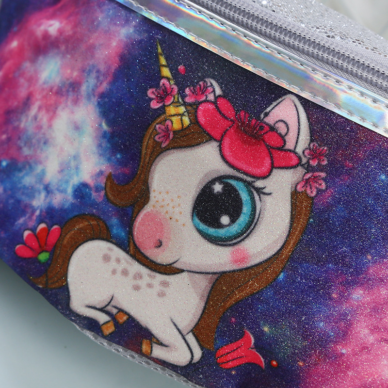 2021 Children's Unicorn Printed Sequined Cartoon Waist Bag Primary School Girls Mini Cute Chest Bag Shoulder Messenger Bag
