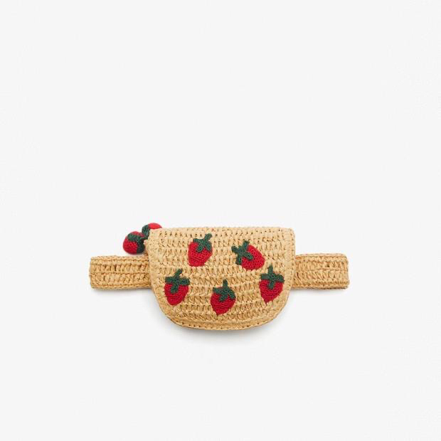 Za Same Strawberry Straw Bag Children's Crossbody Shoulder Waist Bag Mini Small Bag Summer New Women's Woven Bag