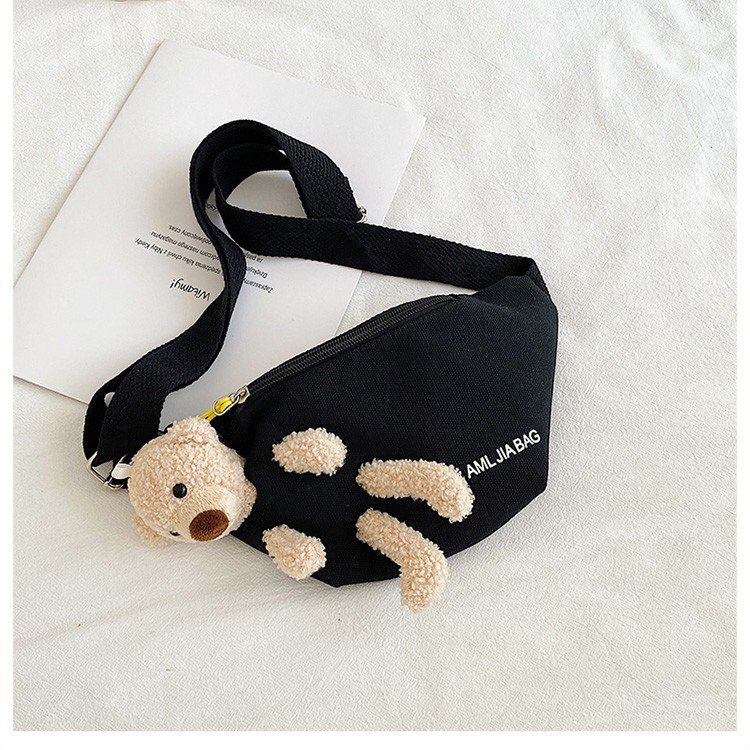 Cross-Border New Ladies' Purse Zipper Chest Bag Canvas with Dog Waist Bag Mobile Phone Waist Bag Sports Messenger Bag