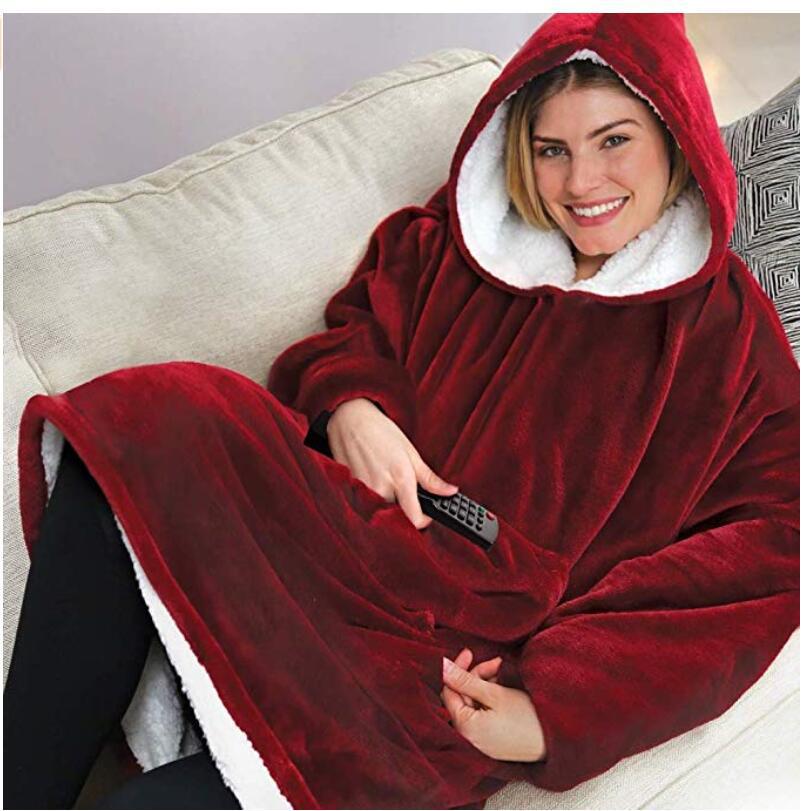 Huggle Hoodie Pullover Fleece Jacket Hooded Outdoor Cold-Proof Warm Lazy Pullover TV Blanket Nightgown for Women Huggle Hoodie Pullover Fleece Jacket Hooded Outdoor Cold-Proof Warm Lazy Pullover TV Blanket Nightgown for Women