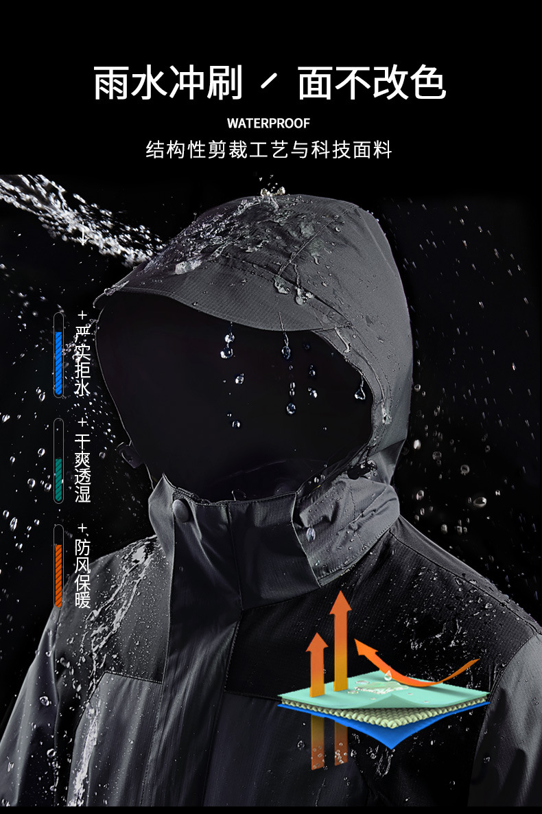 SOURCE Manufacturer One Piece Dropshipping Shell Jacket Three in One Two-Piece Set Outdoor Fleece Coat Breathable Mountaineering Suit Men and Women