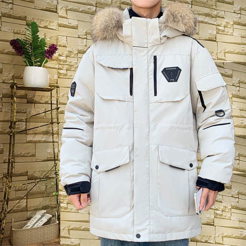 Winter New Work Clothes down Jacket Men&#039;s Winter Clothes Outdoor Hooded Thickened plus Velvet Warm down Jacket down Jacket Coat Wholesale