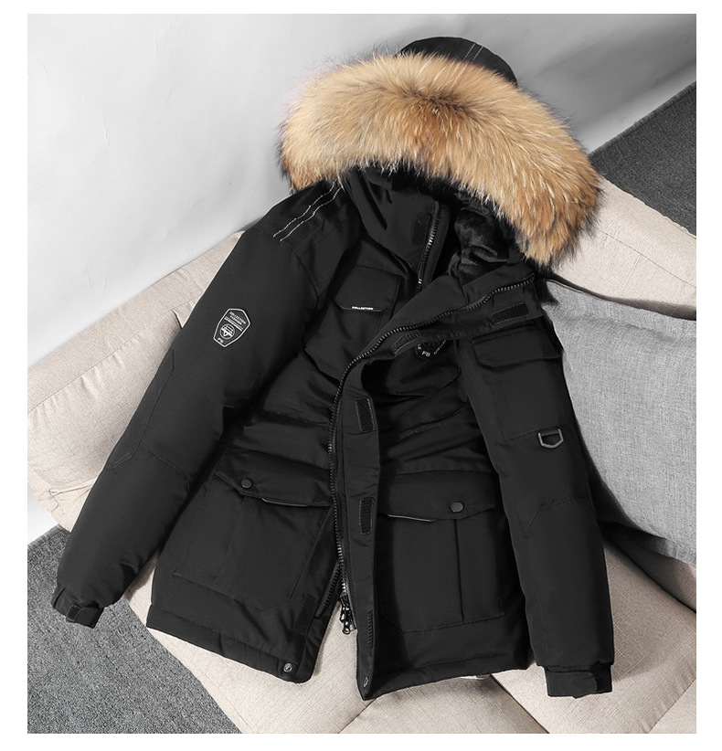 Winter New Work Clothes down Jacket Men's Winter Clothes Outdoor Hooded Thickened plus Velvet Warm down Jacket down Jacket Coat Wholesale