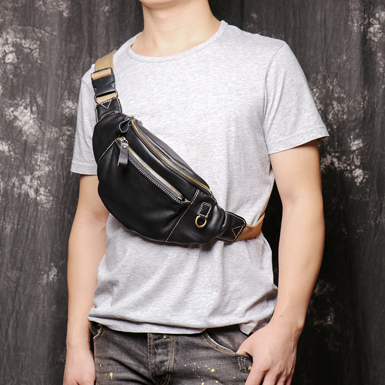 New Men &#039;S Leather Chest Bag MultiFunctional Women &#039;S Waist Bag Casual Fashion Soft Leather Shoulder Messenger Bag