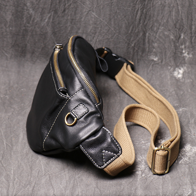 New Men 'S Leather Chest Bag MultiFunctional Women 'S Waist Bag Casual Fashion Soft Leather Shoulder Messenger Bag