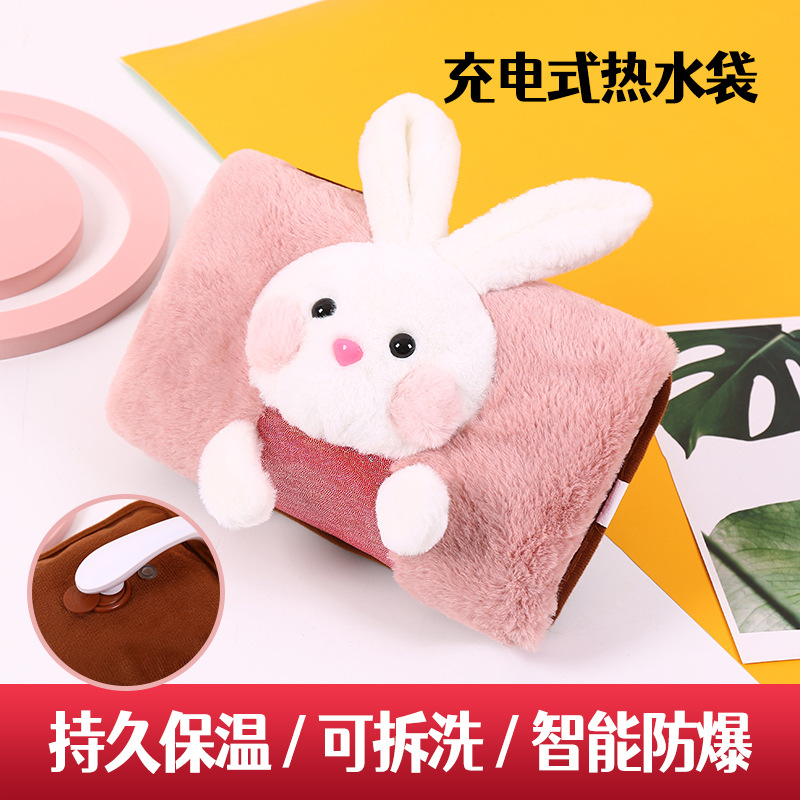 New Two-Side Hand Putting Rechargeable Hot Water Bag Warm Waist Hand Warmer Cartoon Cute Hot-Water Bag Heating Pad Students Wholesale