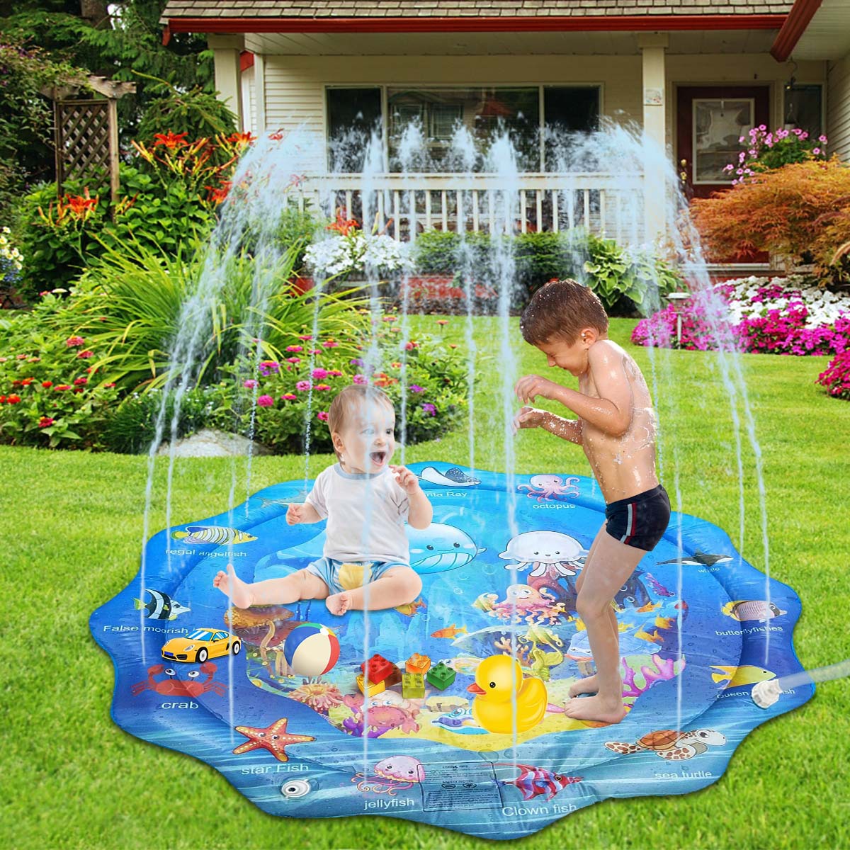 Factory Direct Sales Extra Large Children's Toy Water Spray Pad, Thickened Explosion-Proof PVC Inflatable Water Spray Pad Water Spray Pad