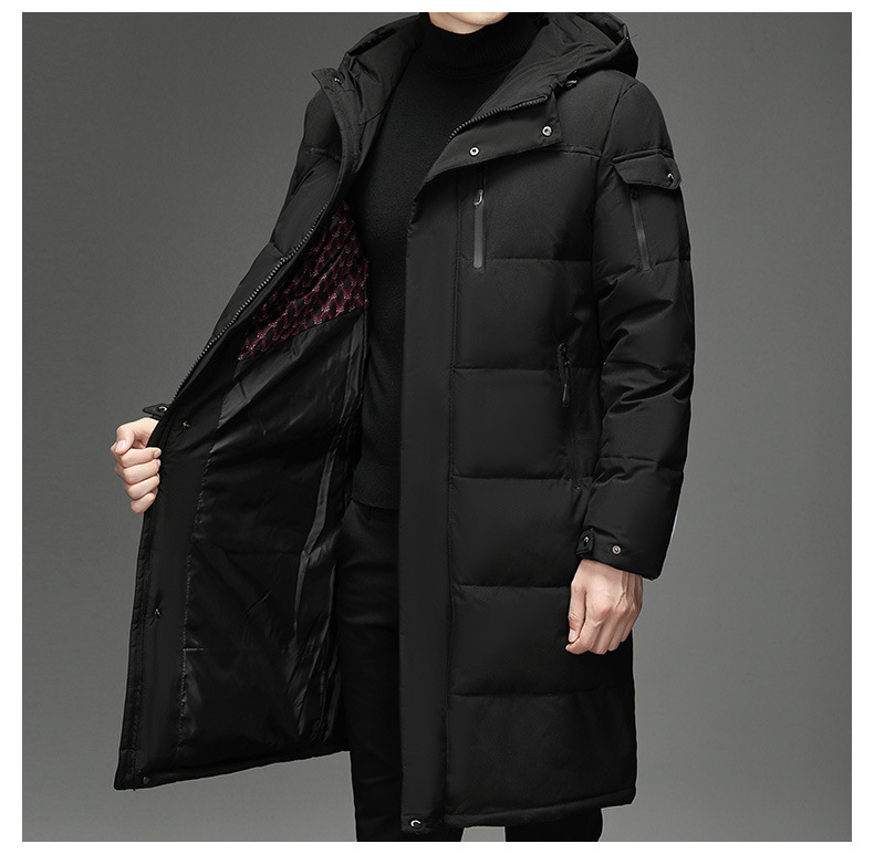 Down Jacket Men's Coat Dad Wear Long Cross-Border Factory Wholesale Work Clothing Overknee Thickened Middle-Aged and Elderly Outdoor