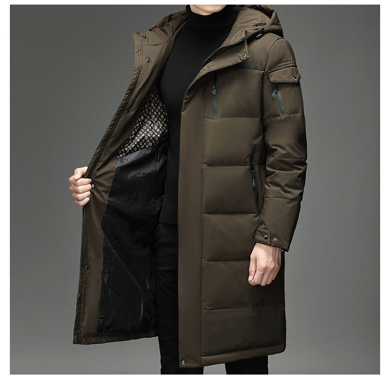 Down Jacket Men's Coat Dad Wear Long Cross-Border Factory Wholesale Work Clothing Overknee Thickened Middle-Aged and Elderly Outdoor
