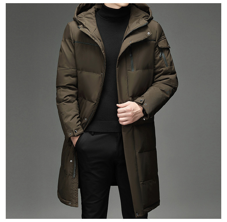 Down Jacket Men's Coat Dad Wear Long Cross-Border Factory Wholesale Work Clothing Overknee Thickened Middle-Aged and Elderly Outdoor