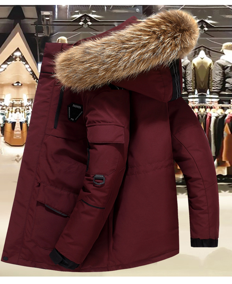 Down Jacket Men's Mid-Length Korean-Style Running Men's Couple Men's and Women's Same Thickened Warm Work Clothing Outdoor Cold Protective Clothing Coat