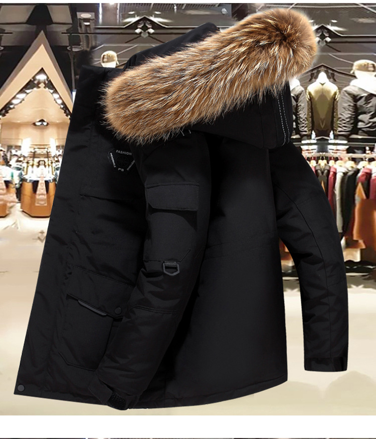 Down Jacket Men's Mid-Length Korean-Style Running Men's Couple Men's and Women's Same Thickened Warm Work Clothing Outdoor Cold Protective Clothing Coat