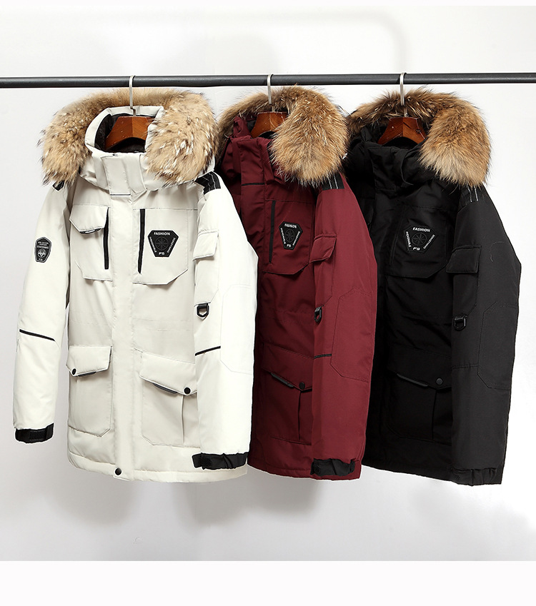Down Jacket Men's Mid-Length Korean-Style Running Men's Couple Men's and Women's Same Thickened Warm Work Clothing Outdoor Cold Protective Clothing Coat