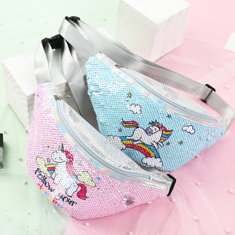 Unicorn Unicorn Pockets Student Cartoon Sequins Sports Waist Pack Mermaid Fashionable Cosmetic Bag