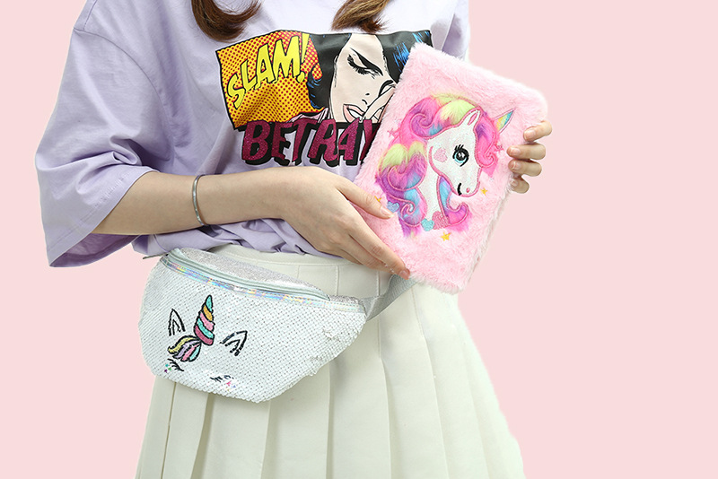 Unicorn Unicorn Pockets Student Cartoon Sequins Sports Waist Pack Mermaid Fashionable Cosmetic Bag Unicorn Unicorn Pockets Student Cartoon Sequins Sports Waist Pack Mermaid Fashionable Cosmetic Bag
