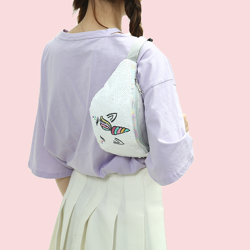 Unicorn Unicorn Pockets Student Cartoon Sequins Sports Waist Pack Mermaid Fashionable Cosmetic Bag