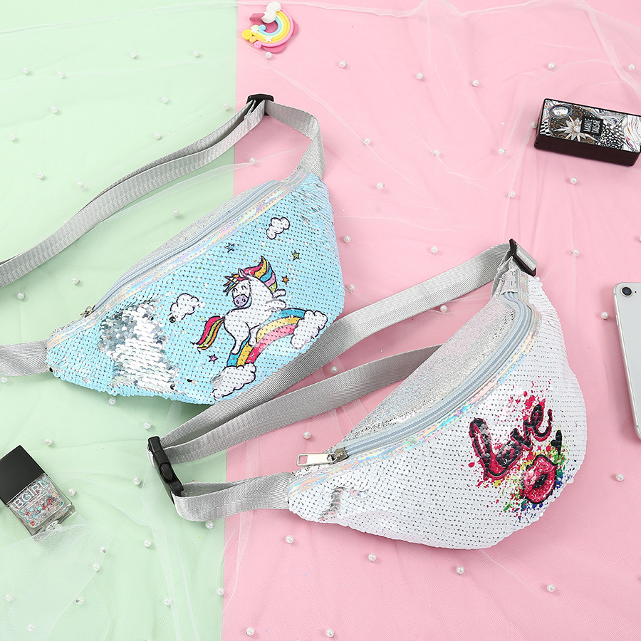 Unicorn Unicorn Pockets Student Cartoon Sequins Sports Waist Pack Mermaid Fashionable Cosmetic Bag Unicorn Unicorn Pockets Student Cartoon Sequins Sports Waist Pack Mermaid Fashionable Cosmetic Bag