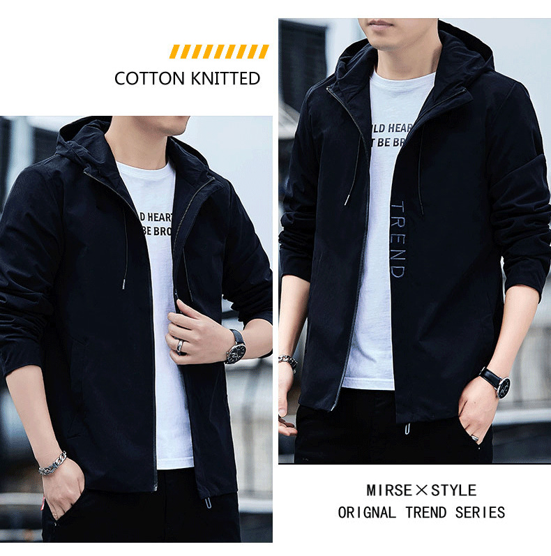 2022 Men's New Jacket Spring Korean Slim Embroidered Hooded Jacket Thin Outdoor Trendy Coat Men's Clothing