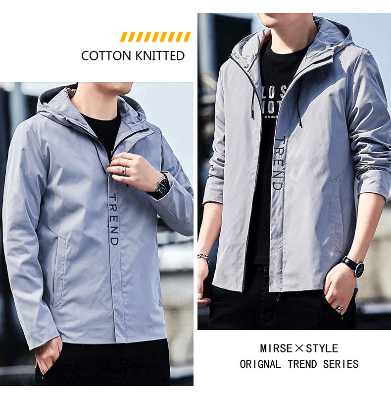 2022 Men's New Jacket Spring Korean Slim Embroidered Hooded Jacket Thin Outdoor Trendy Coat Men's Clothing