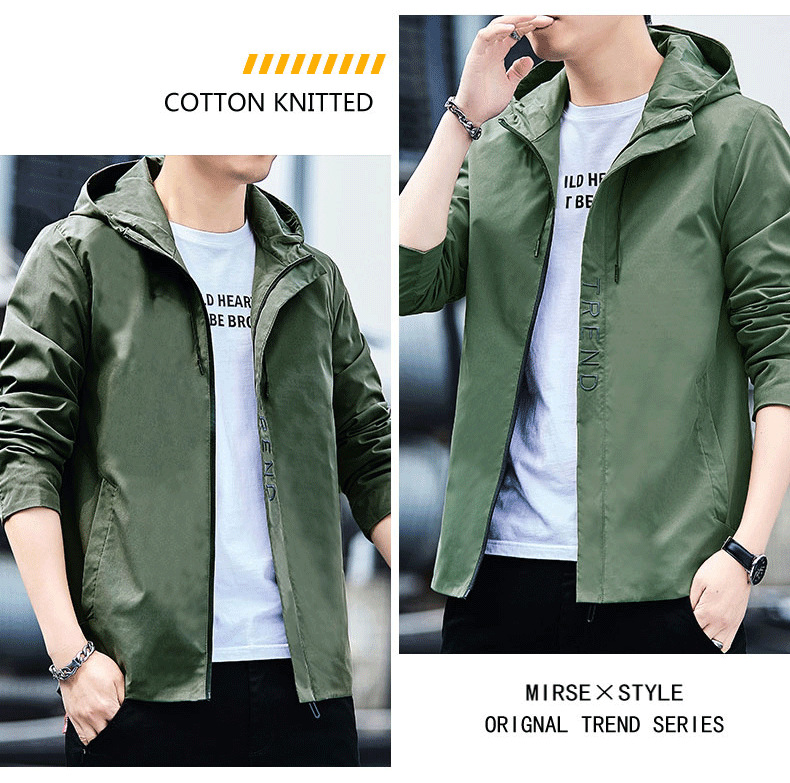2022 Men's New Jacket Spring Korean Slim Embroidered Hooded Jacket Thin Outdoor Trendy Coat Men's Clothing