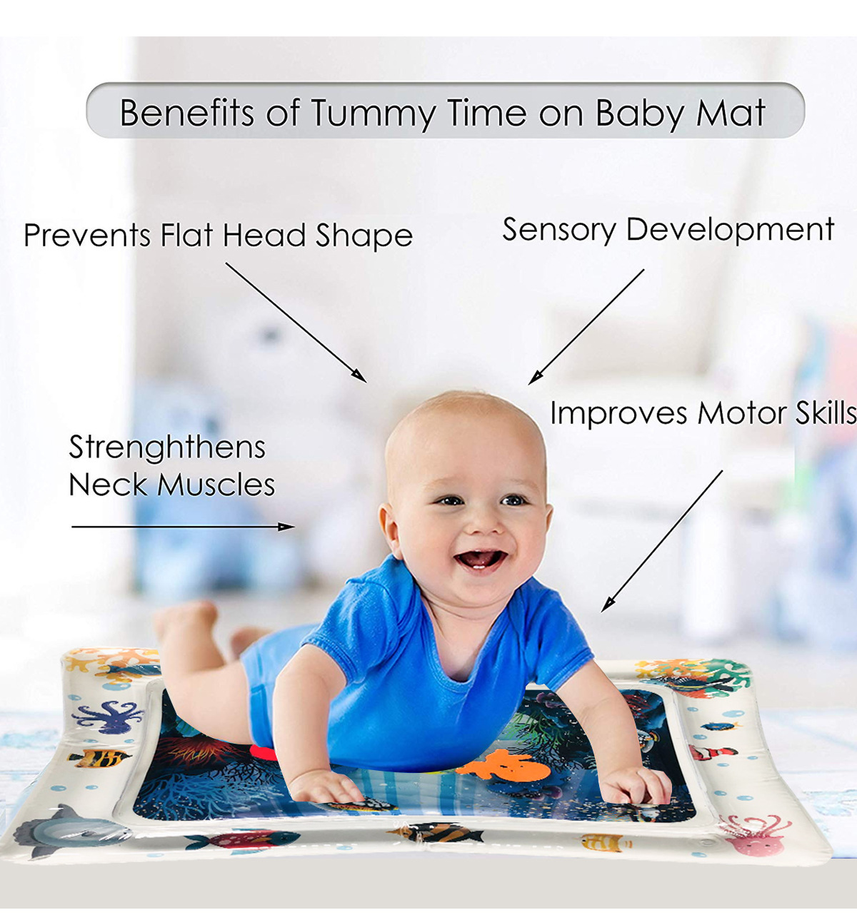 Baby Pat Mat Inflatable Water Mat Marine Life Floor Mat Ice Mat Prone Pat Pad Baby Inflatable Cushion Toy