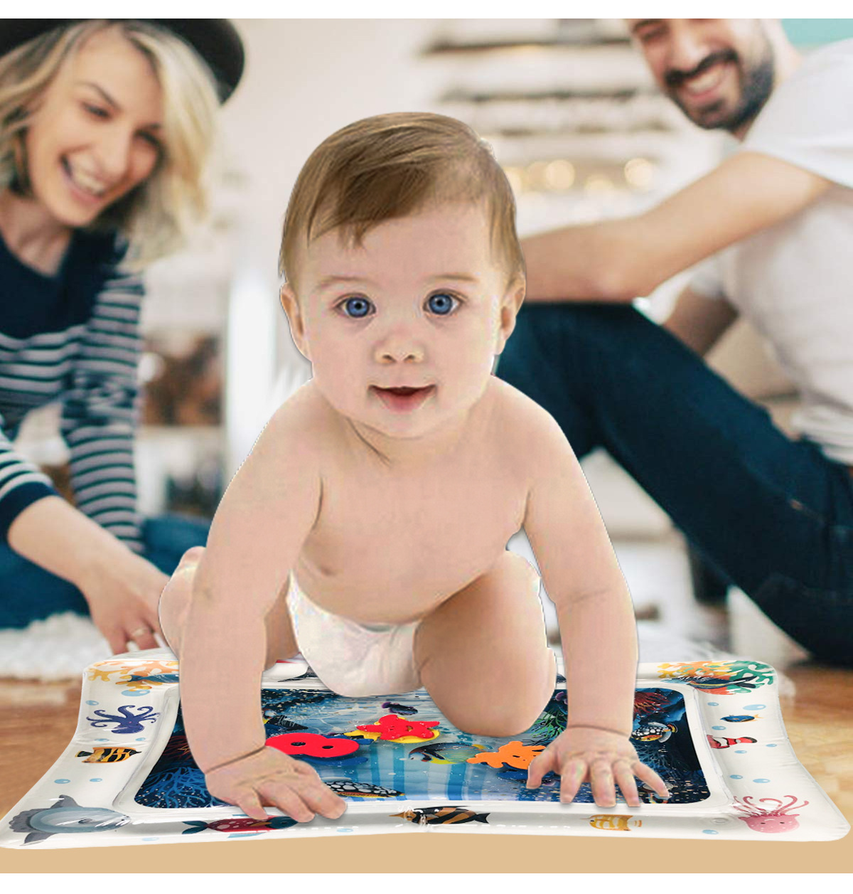 Baby Pat Mat Inflatable Water Mat Marine Life Floor Mat Ice Mat Prone Pat Pad Baby Inflatable Cushion Toy