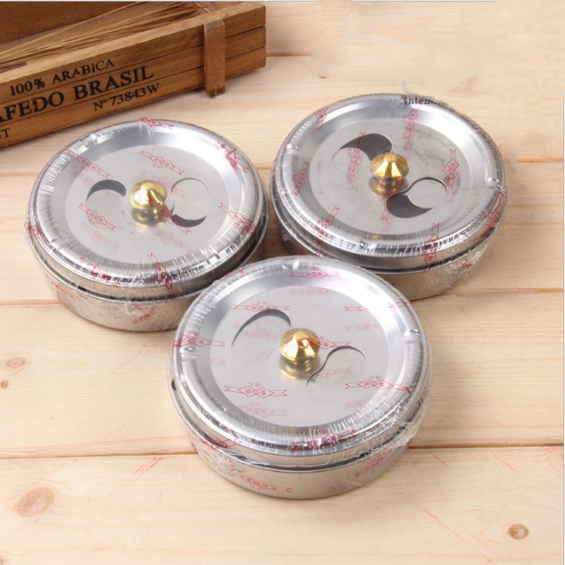 Wholesale 10cm Magnetic Stainless Steel Ash Tray Screw Cap Ashtray One Yuan Two Yuan Supply