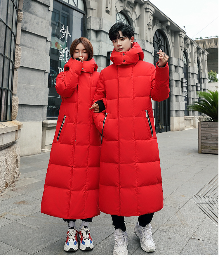 Overknee Long Duck down down Jacket Custom Printed Logo Art Exam National Team Coat Outdoor Cold-Proof Overalls Printing