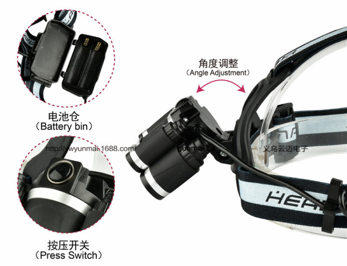 5LED headlight glare 3T6+2*XPE headlights with SOS distress whistle USB charging head lights