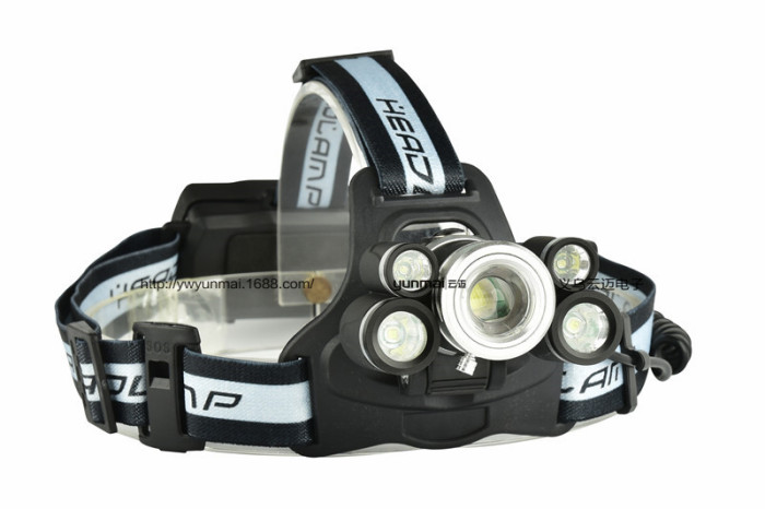 5LED headlight glare 3T6+2*XPE headlights with SOS distress whistle USB charging head lights