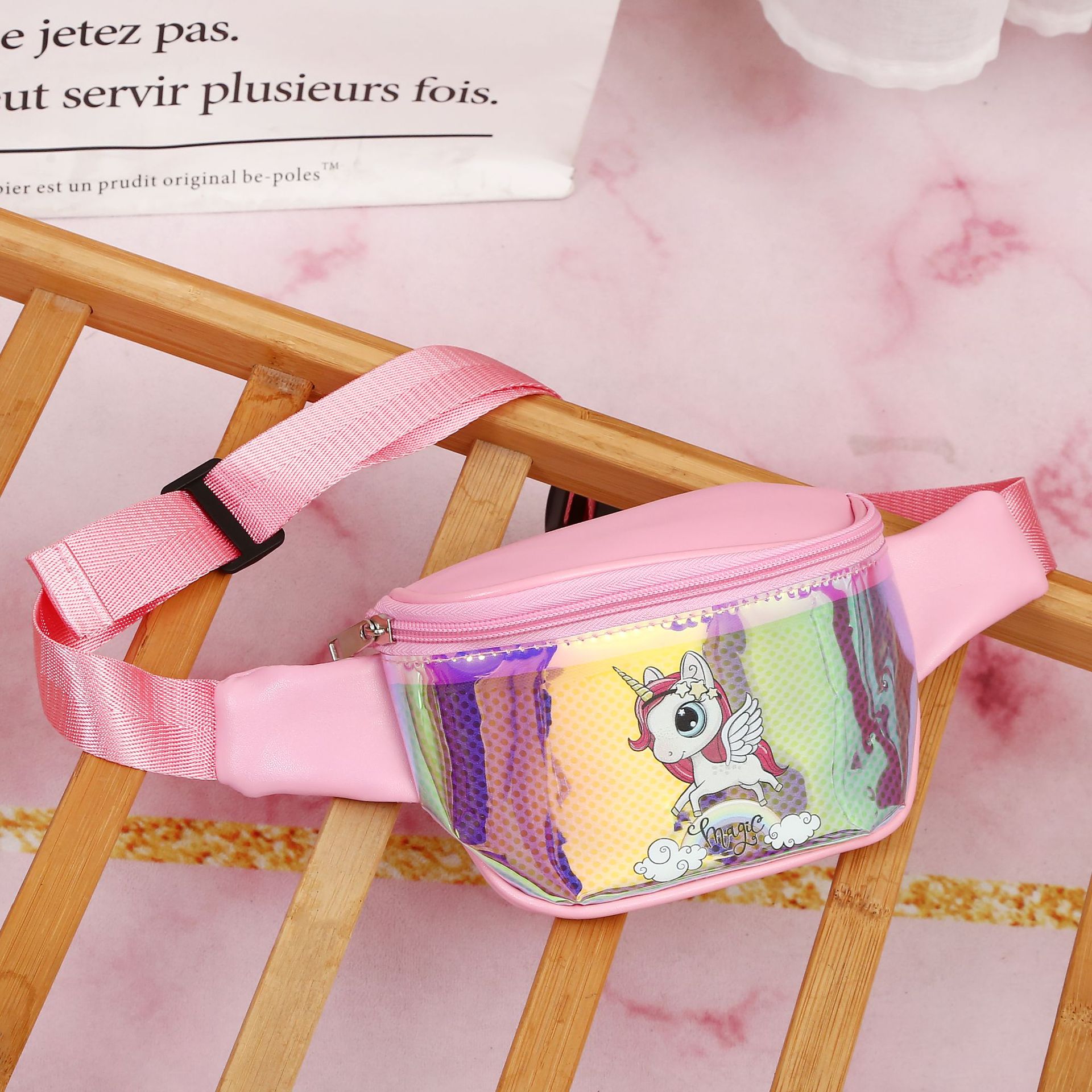2021 Cross-Border Unicorn Waist Bag Cartoon Cute TPU Sports Chest Bag Children's Laser Crossbody Bag